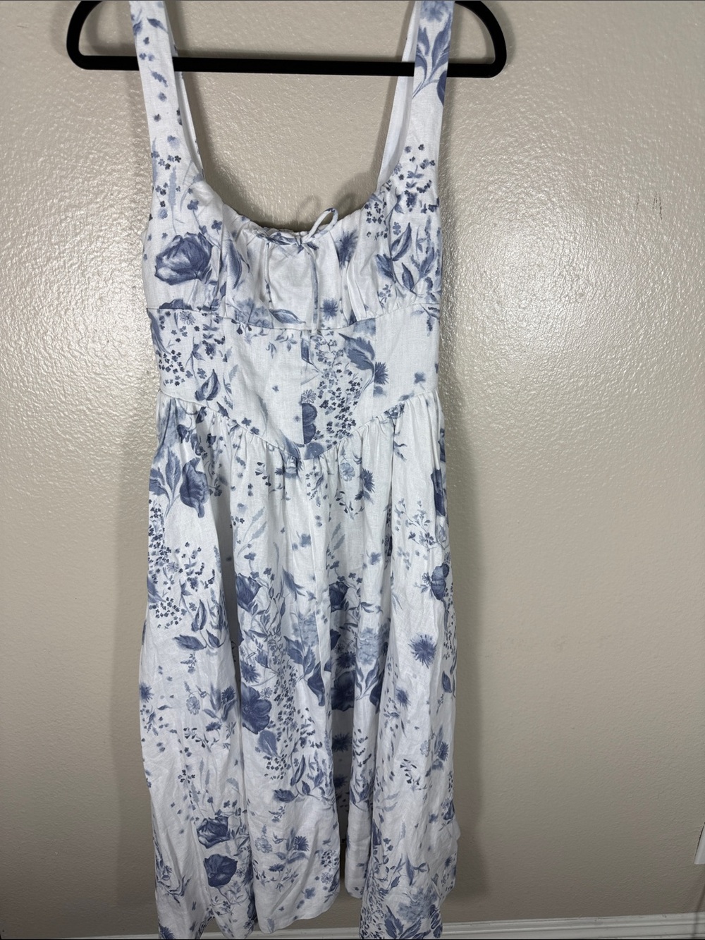 NWOT Reformation Balia Linen Dress Lupine Blue Floral Print - Picture 7 of 14